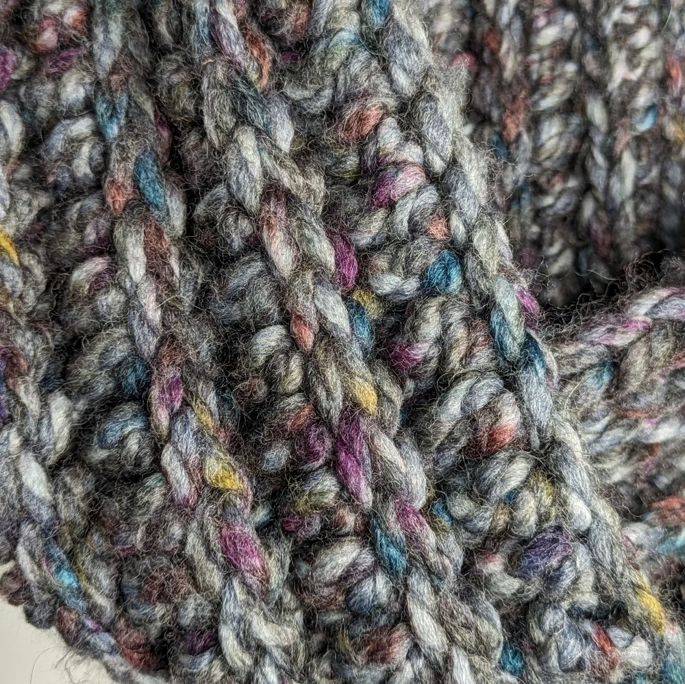 Muddy River handmade grey purple large chunky infinity scarf OS